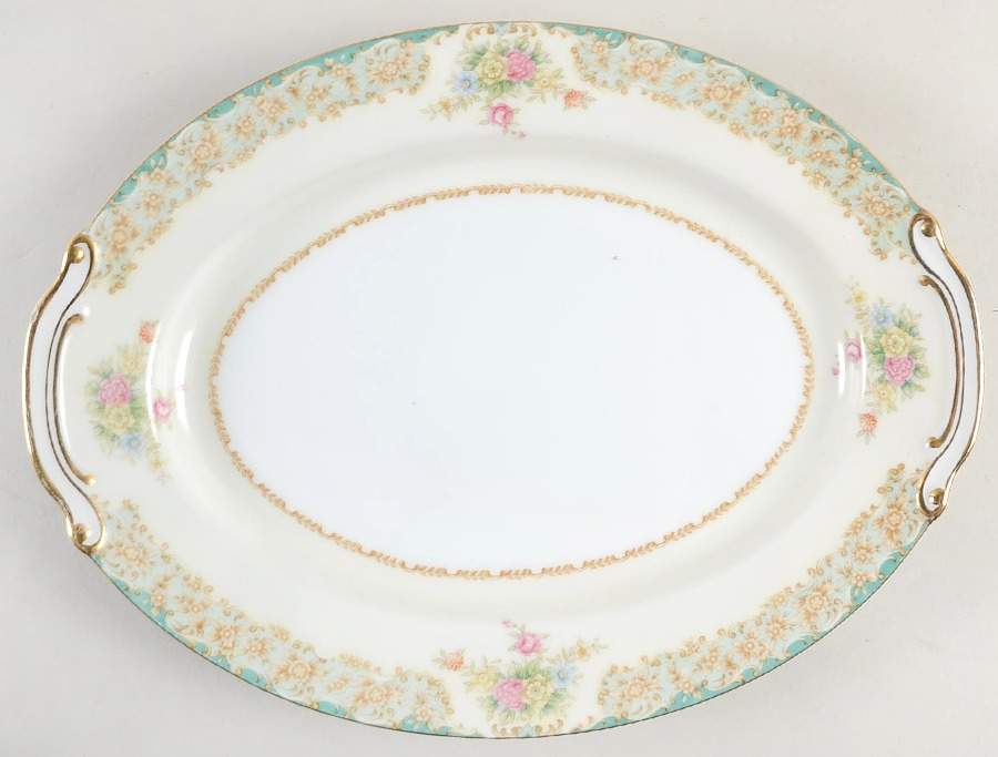 Greenleigh (All Green Border) 12" Oval Serving Platter by Wentworth-1