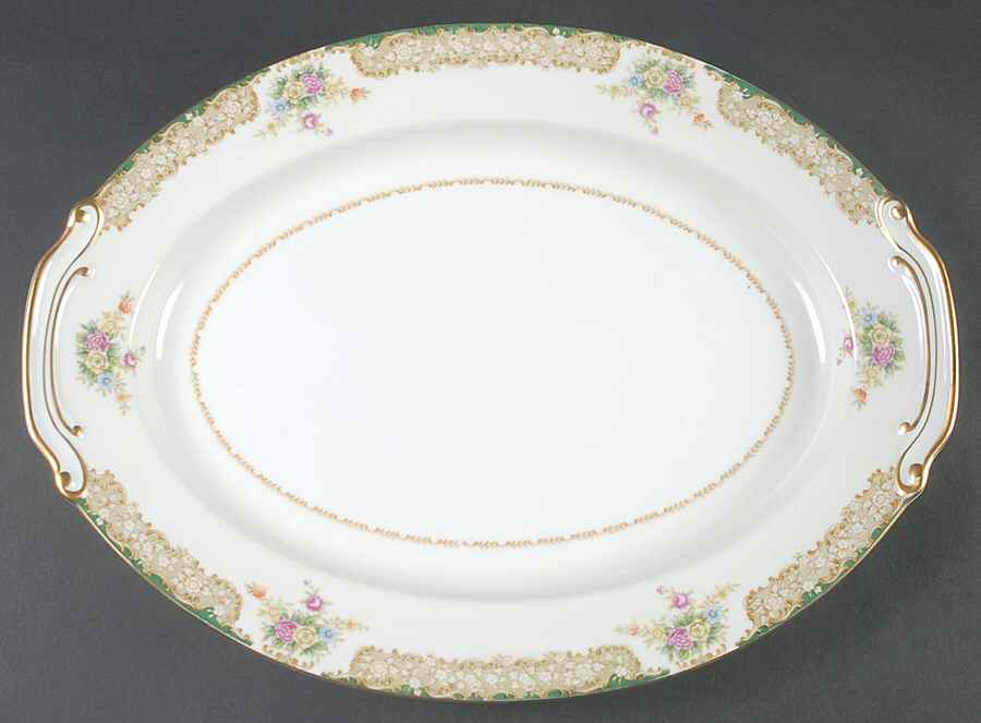 Greenleigh (All Green Border) 16" Oval Serving Platter by Wentworth-1