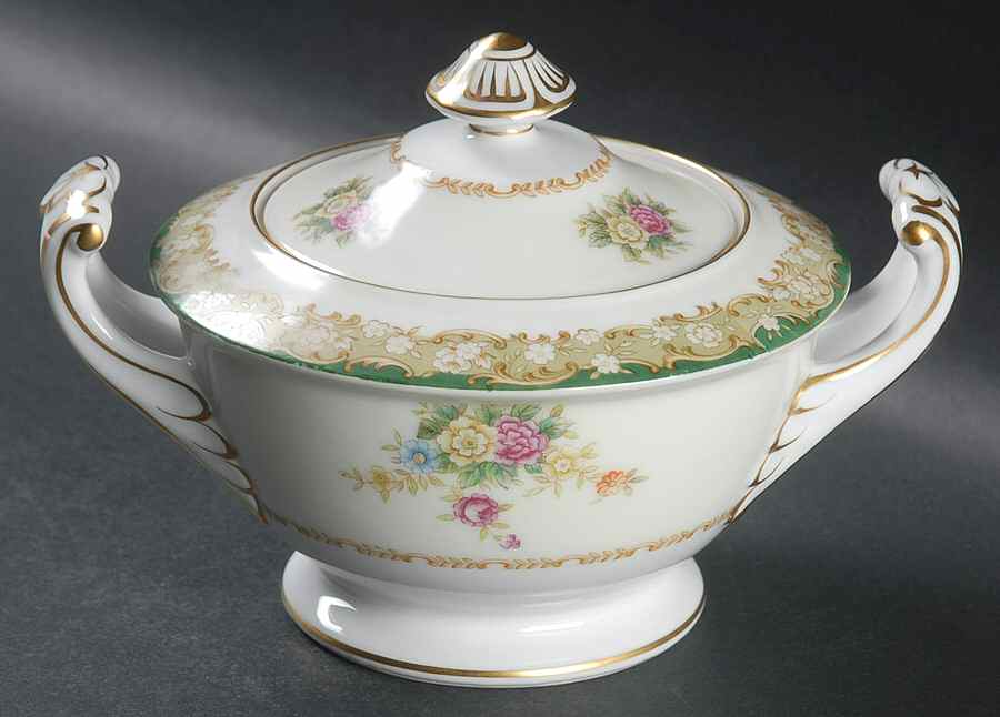 Greenleigh (All Green Border) Sugar Bowl & Lid by Wentworth-1