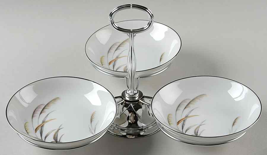Pampas 7" x 12" 3-Part Relish & Metal Stand (FR) HC by Wentworth-1