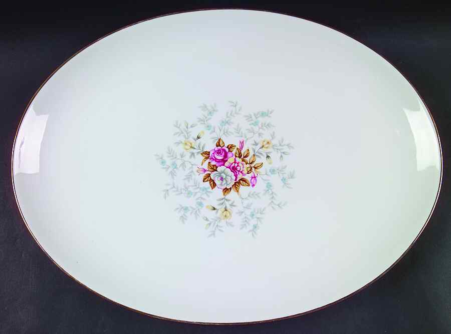 Petit Point 16" Oval Serving Platter by Wentworth-1