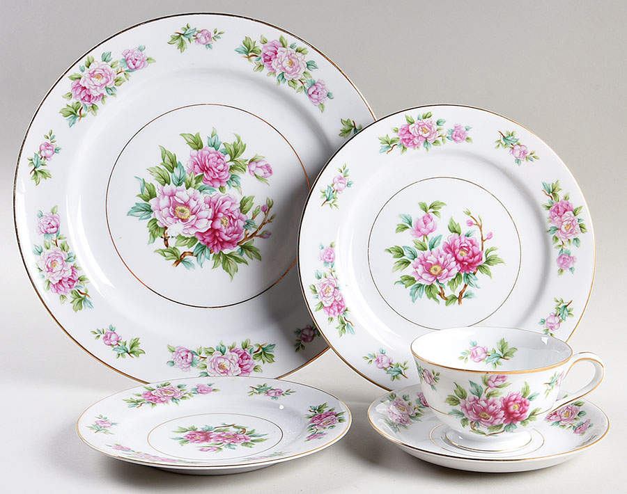 Pink Peony 5 Piece Place Setting by Wentworth-1