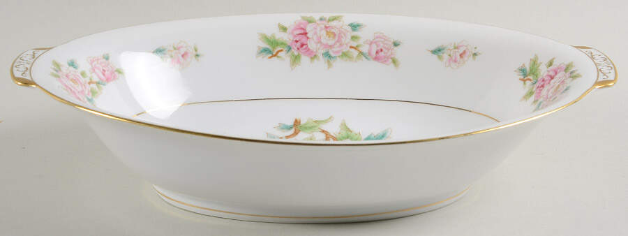 Pink Peony 10" Oval Vegetable Bowl by Wentworth-1