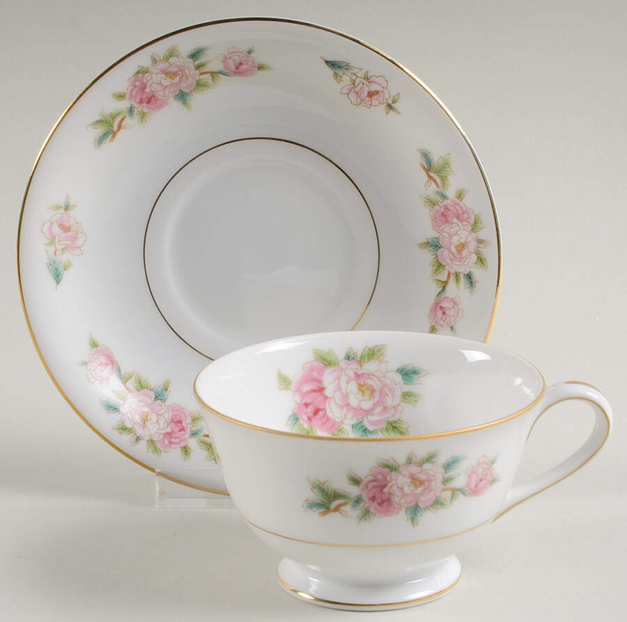Pink Peony Footed Cup & Saucer Set by Wentworth-1