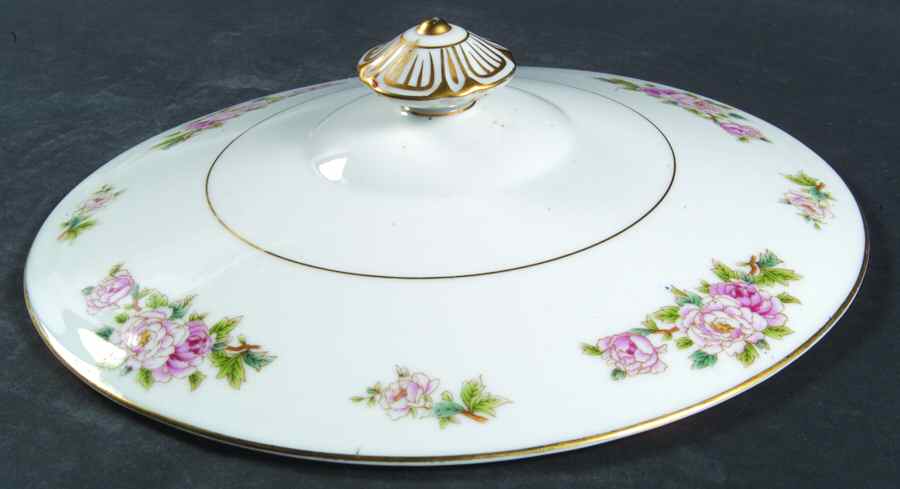 Pink Peony Lid for Round Vegetable by Wentworth-1
