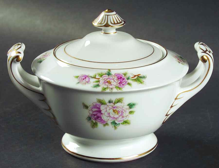 Pink Peony Sugar Bowl & Lid by Wentworth-1