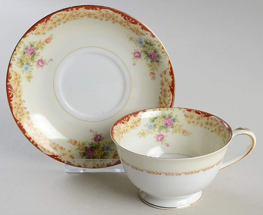 Red Fern Footed Cup & Saucer Set by Wentworth-1