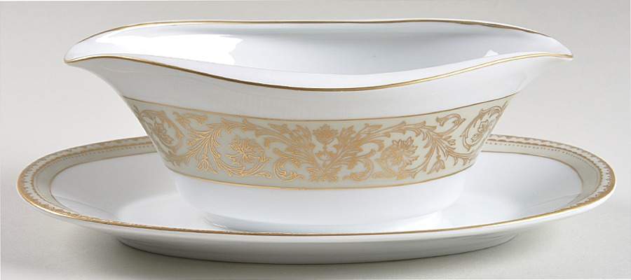 Regency Green (Imperial Wentworth Backstamp) Gravy Boat with Attached Underplate by Wentworth-1