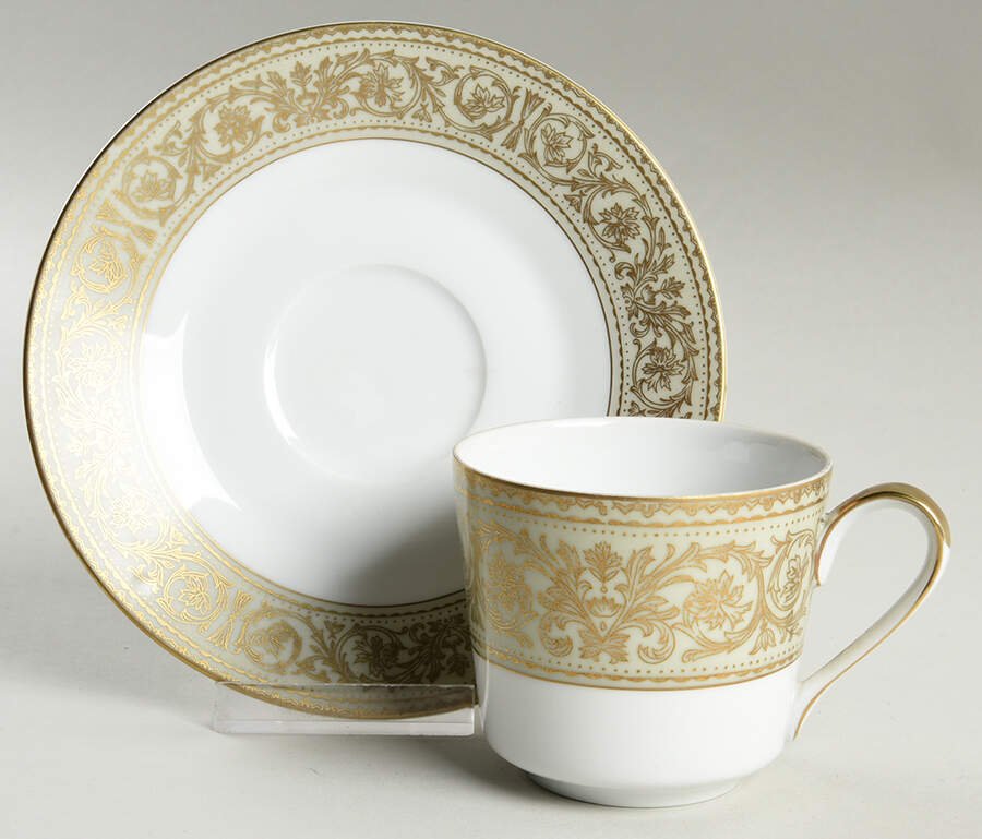 Regency Green (Imperial Wentworth Backstamp) Flat Cup & Saucer Set by Wentworth-1