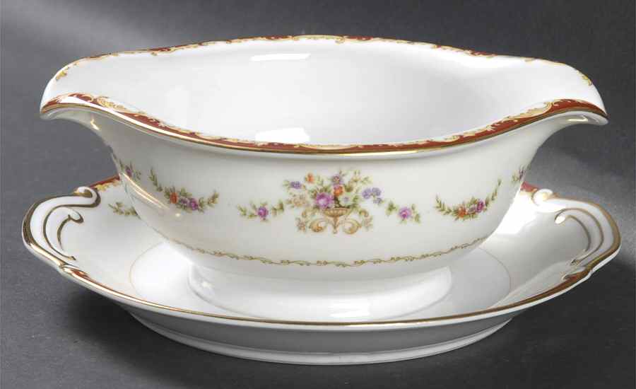 Regency Red Gravy Boat with Attached Underplate by Wentworth-1