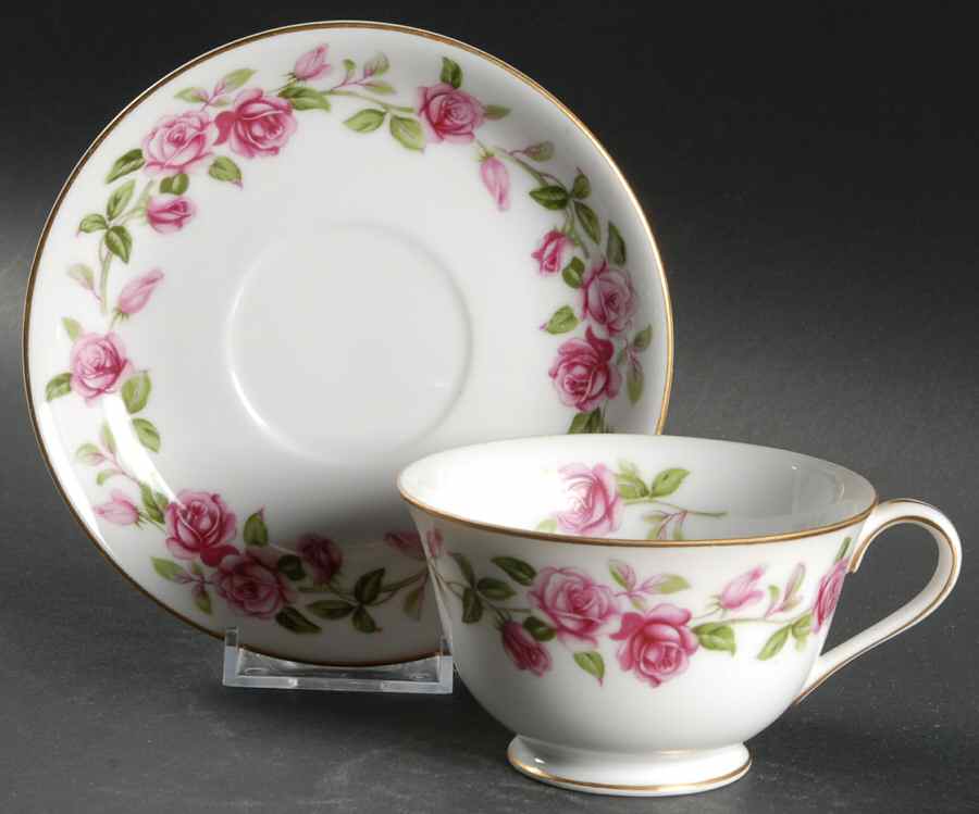 Red Rose Footed Cup & Saucer Set by Wentworth-1