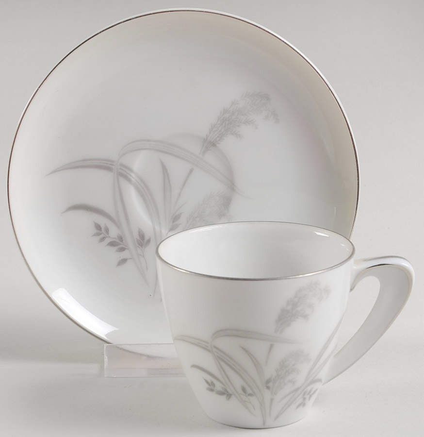 Silver Wheat Flat Demitasse Cup & Saucer Set by Wentworth-1