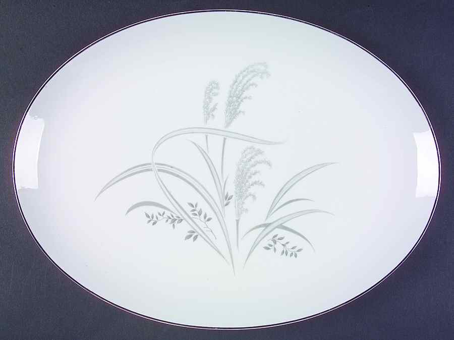 Silver Wheat 14" Oval Serving Platter by Wentworth-1