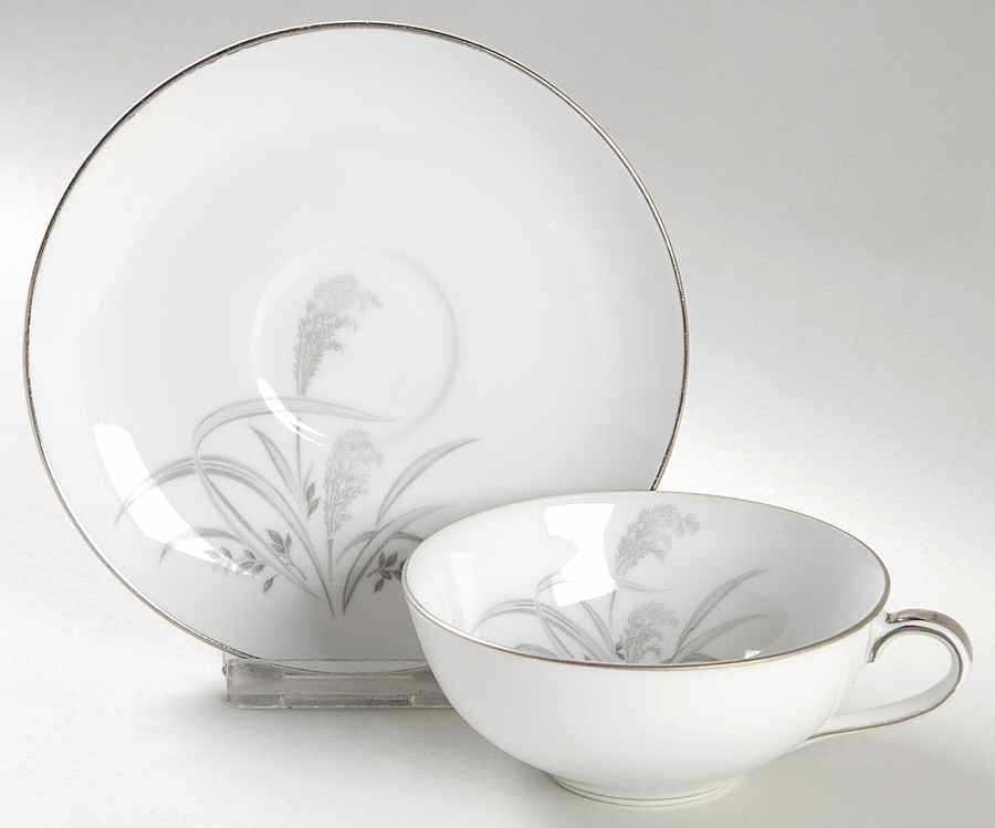 Silver Wheat Flat Cup & Saucer Set by Wentworth-1