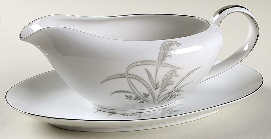 Silver Wheat Gravy Boat & Underplate/Relish by Wentworth-1