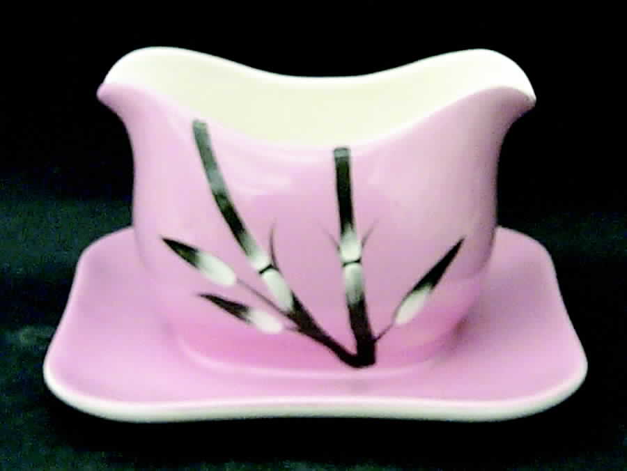 Bambu Pink Gravy Boat with Attached Underplate by Weil Ware-1
