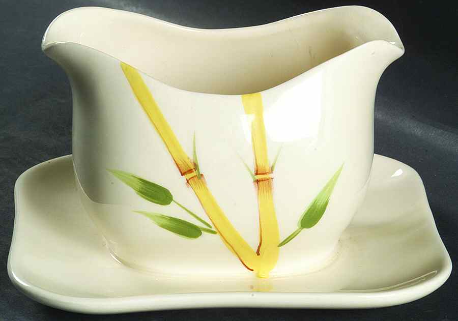 Bambu Cream Gravy Boat with Attached Underplate by Weil Ware-1
