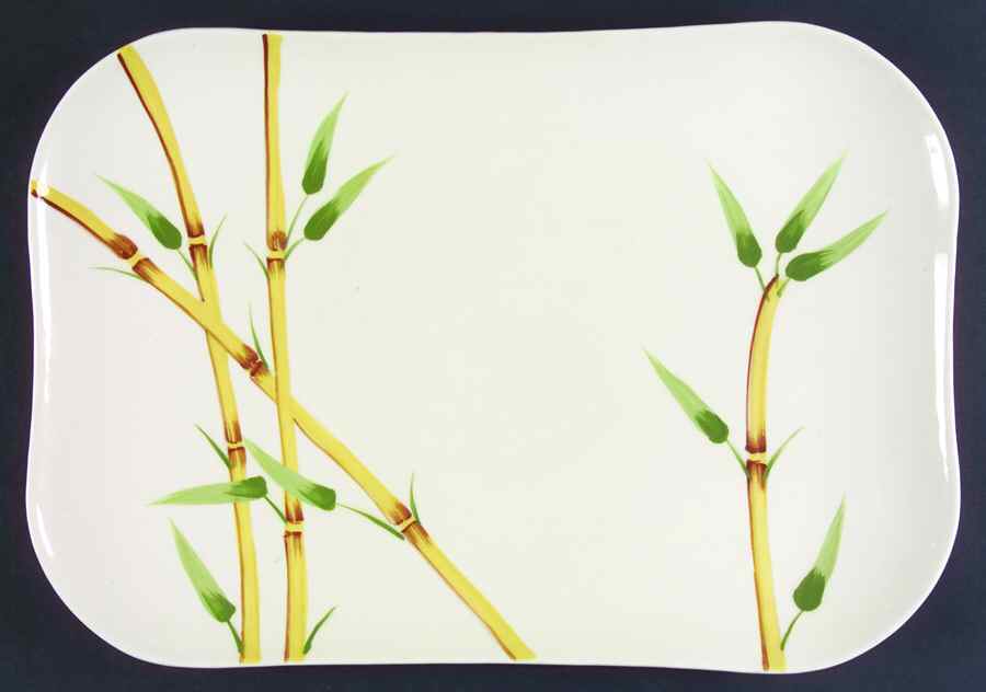 Bambu Cream 13" Oval Serving Platter by Weil Ware-1