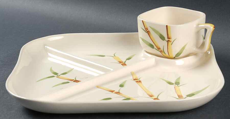Bambu Cream Snack Plate & Cup Set by Weil Ware-1