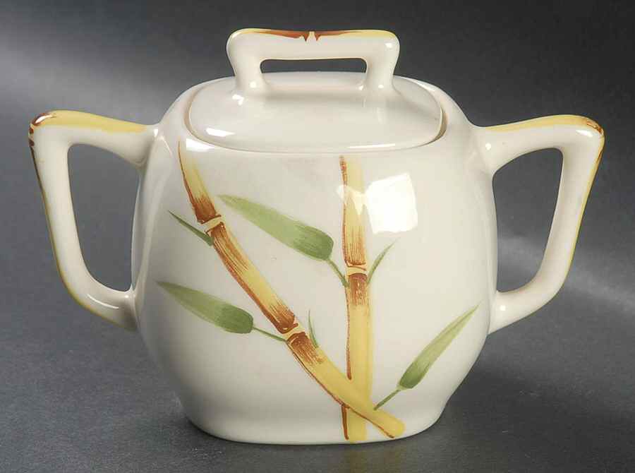 Bambu Cream Sugar Bowl & Lid by Weil Ware-1