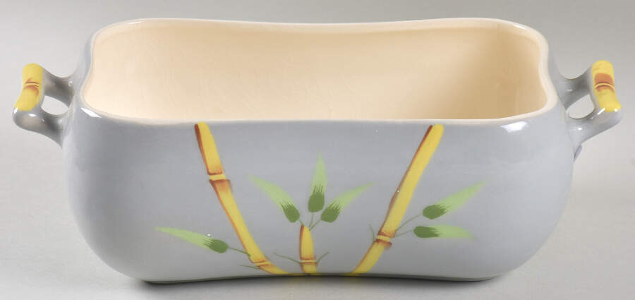 Bambu Gray Rectangular Vegetable Bowl No Lid by Weil Ware-1