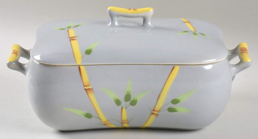 Bambu Gray Rectangular Covered Vegetable by Weil Ware-1