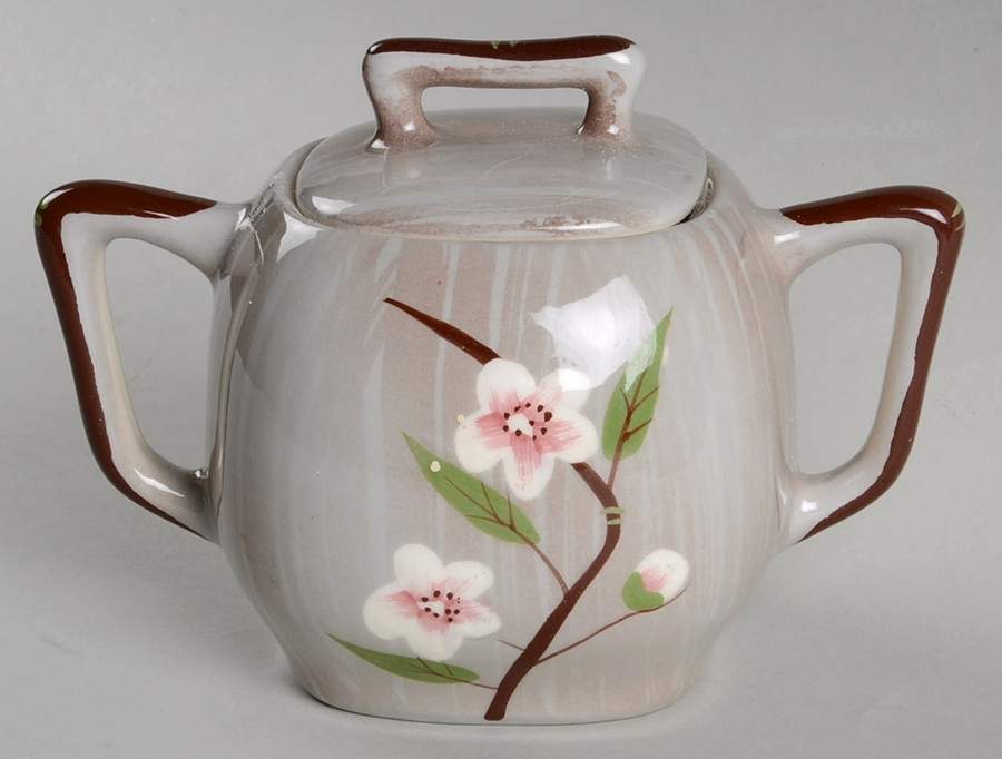 Birchwood Gray Sugar Bowl & Lid by Weil Ware-1