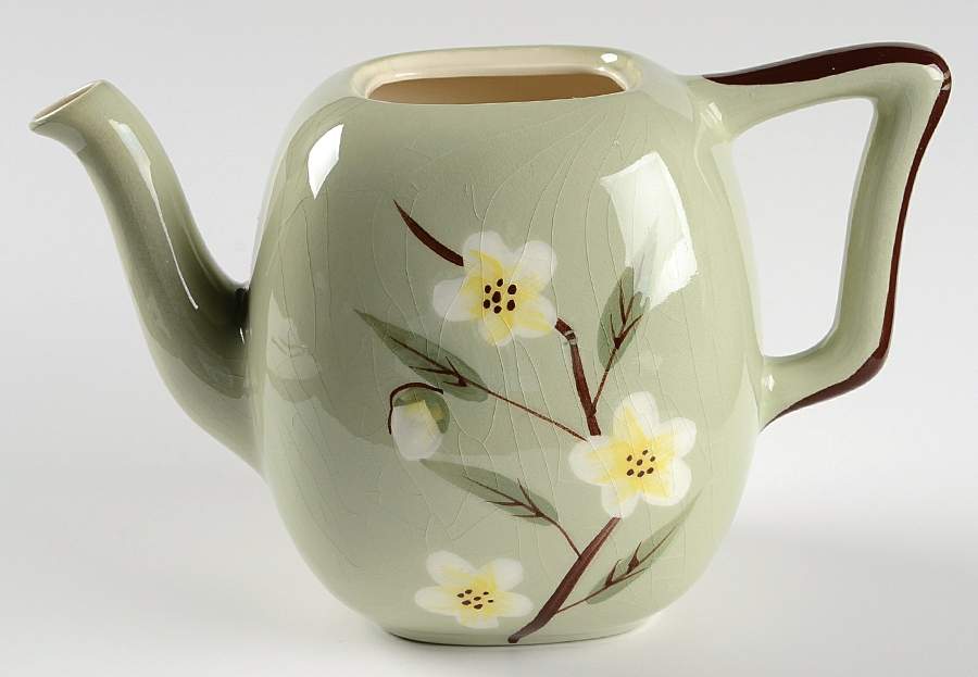Blossom Celadon Teapot No Lid by Weil Ware-1