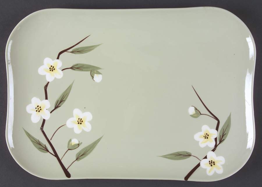 Blossom Celadon 13" Oval Serving Platter by Weil Ware-1