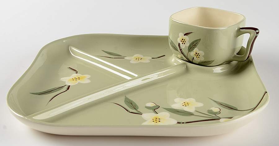 Blossom Celadon Snack Plate & Cup Set by Weil Ware-1