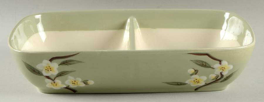 Blossom Celadon 10" Oval Dish by Weil Ware-1