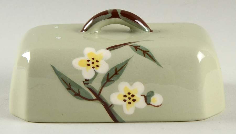 Blossom Celadon Lid for 1/4 Lb Butter by Weil Ware-1