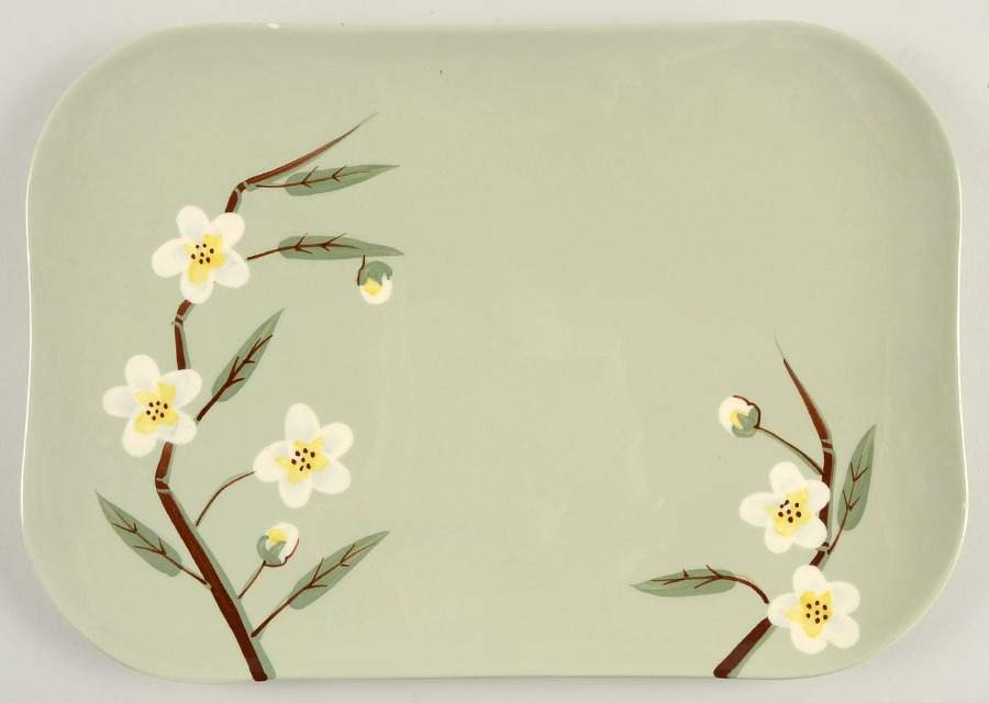 Blossom Celadon 13" Oval Serving Platter by Weil Ware-1