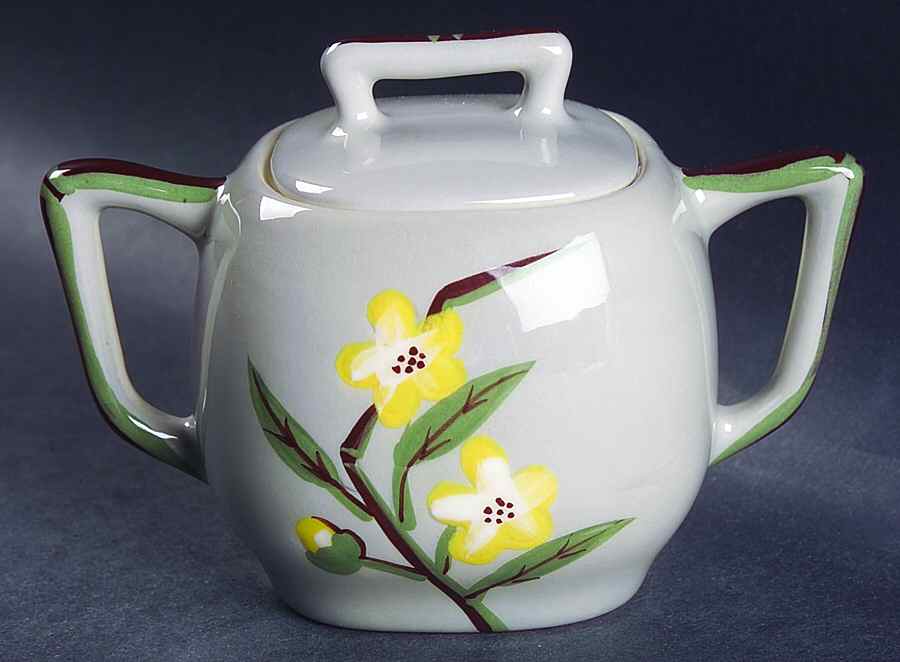 Blossom Gray Sugar Bowl & Lid by Weil Ware-1