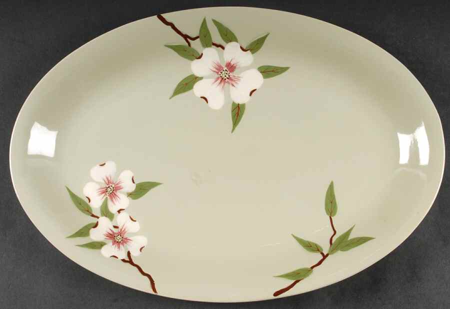 Brentwood Celadon 15" Oval Serving Platter by Weil Ware-1