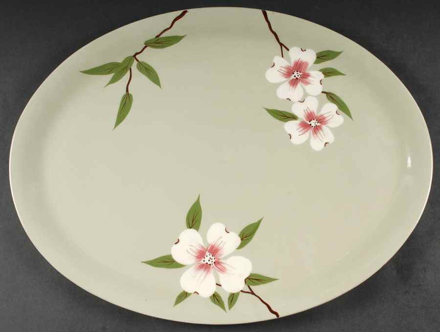 Brentwood Celadon 17" Oval Serving Platter by Weil Ware-1