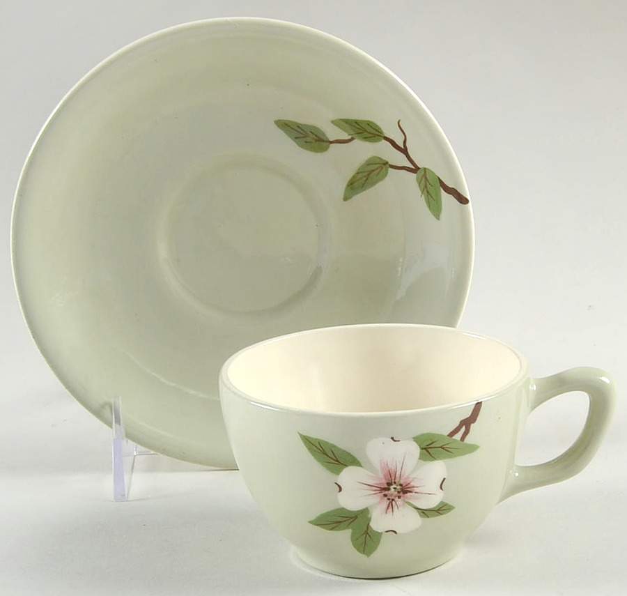 Brentwood Celadon Footed Cup & Saucer Set by Weil Ware-1