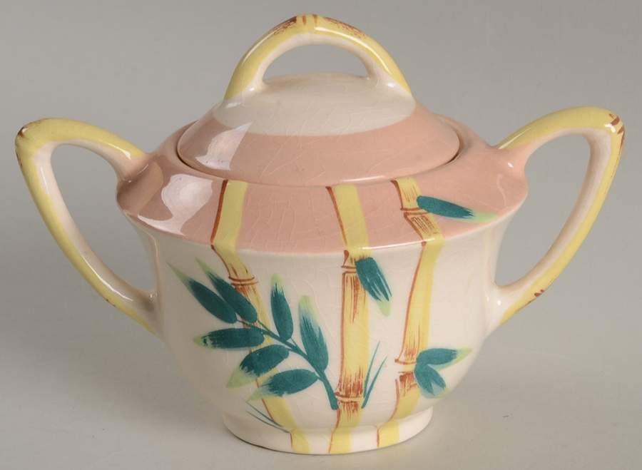 Malay Bambu Sugar Bowl & Lid by Weil Ware-1