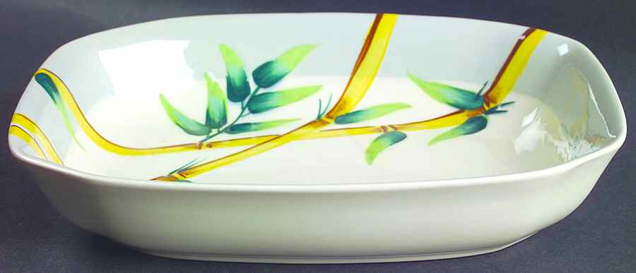 Malay Bambu Gray 9" Oval Vegetable Bowl by Weil Ware-1