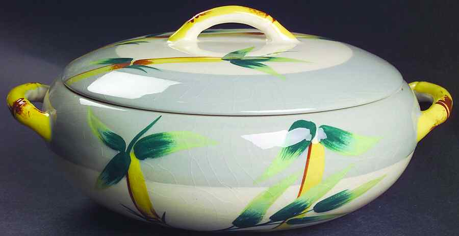 Malay Bambu Gray Round Covered Vegetable by Weil Ware-1