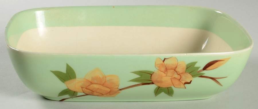 Rose Green 9" Oval Vegetable Bowl by Weil Ware-1