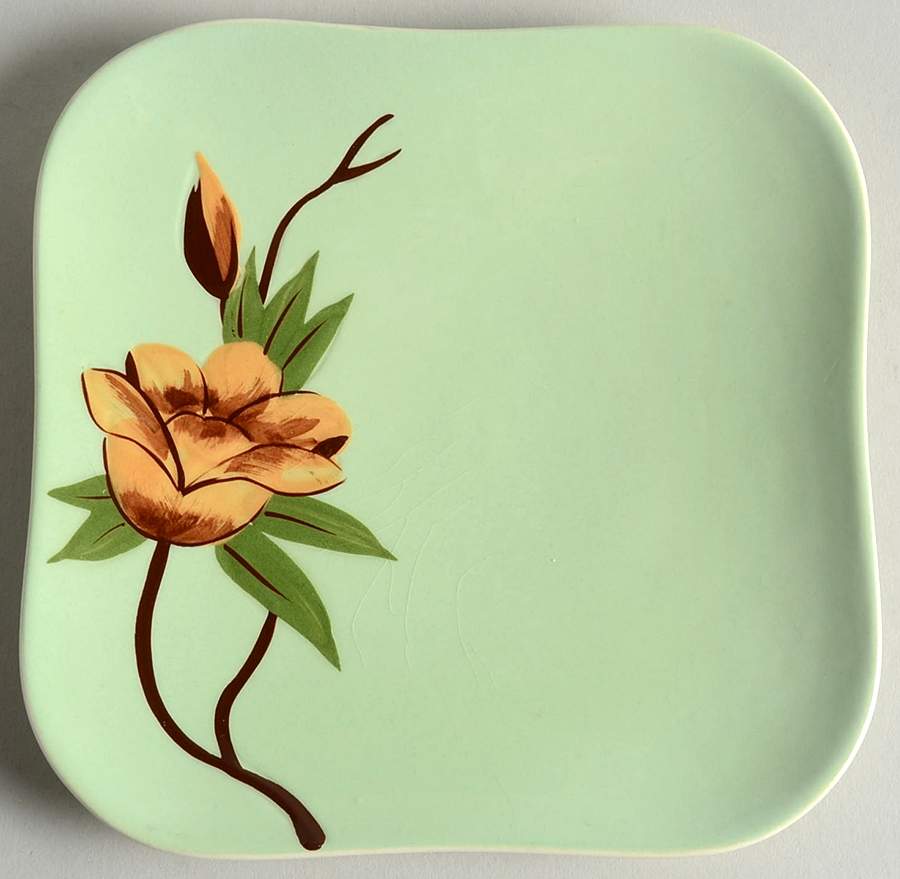 Rose Green Bread & Butter Plate by Weil Ware-1