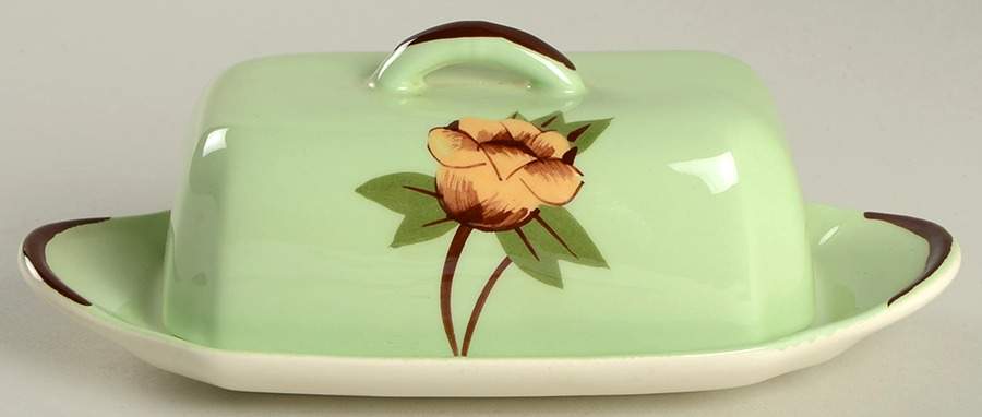 Rose Green 1/4 Lb Covered Butter by Weil Ware-1