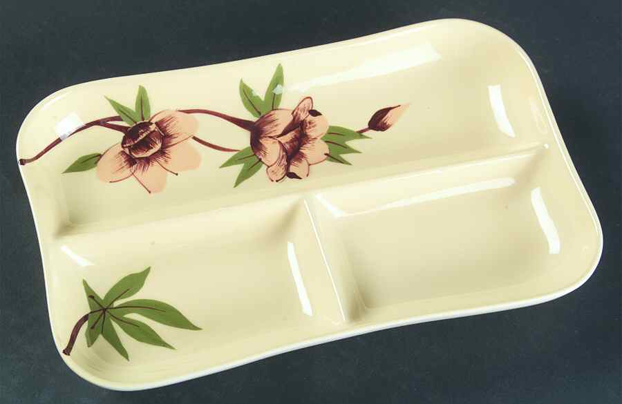 Rose Yellow 3-Part Relish by Weil Ware-1
