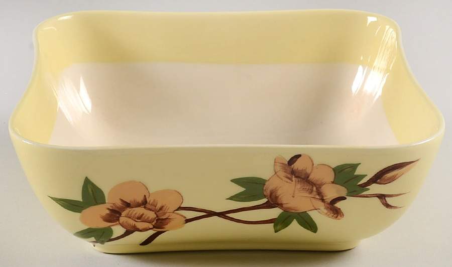 Rose Yellow 7" Square Vegetable Bowl by Weil Ware-1