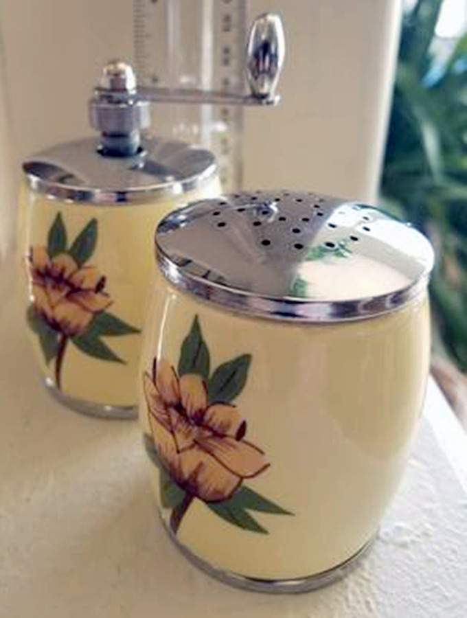 Rose Yellow Salt & Pepper Mill Set (PEMI & SALI) by Weil Ware-1