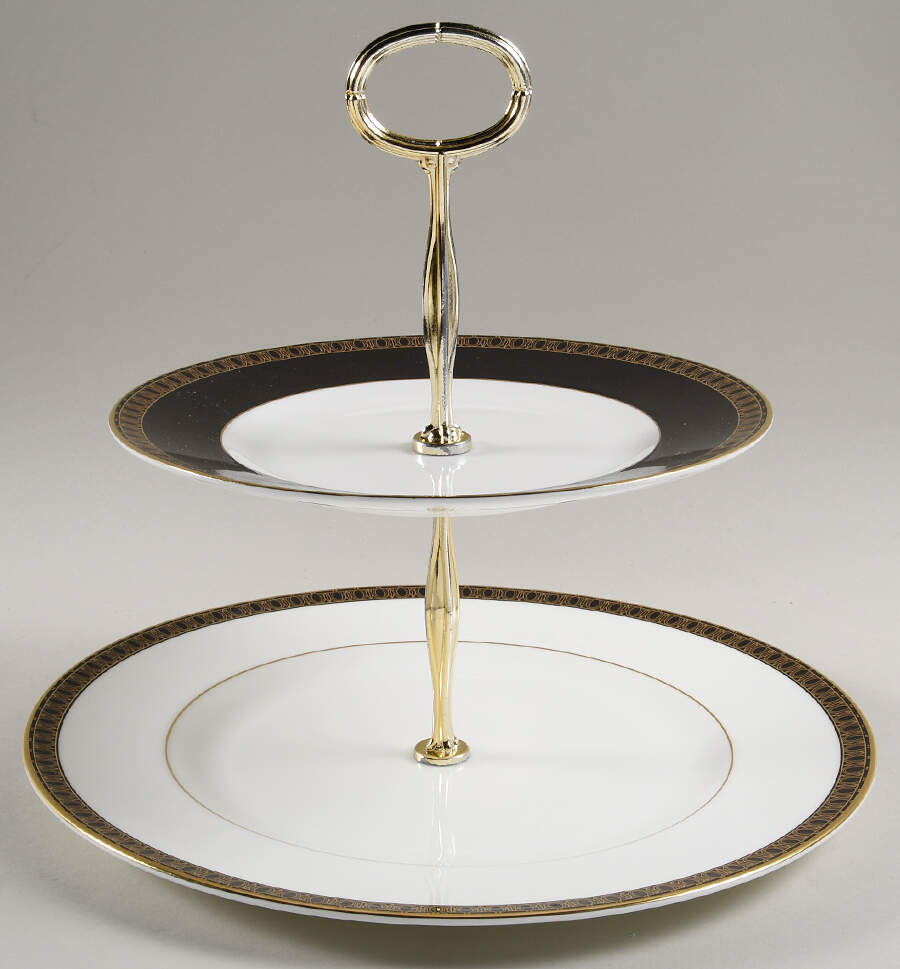 Ashworth 6 5/8"-10"  2 Tiered Serving Tray (Dp, Sp) HC by Waterford China-1