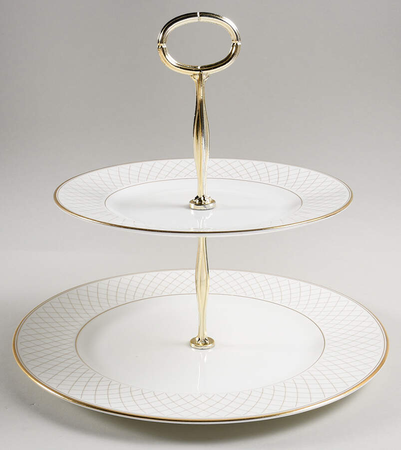 Crosshaven 6 5/8"-10"  2 Tiered Serving Tray (Dp, Sp) HC by Waterford China-1