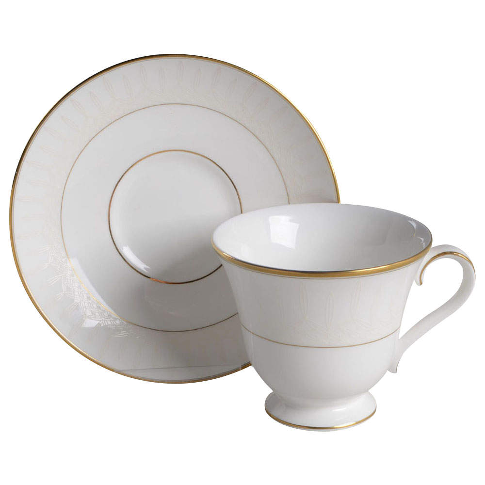 Lismore Gold Footed Cup & Saucer Set by Waterford China-1