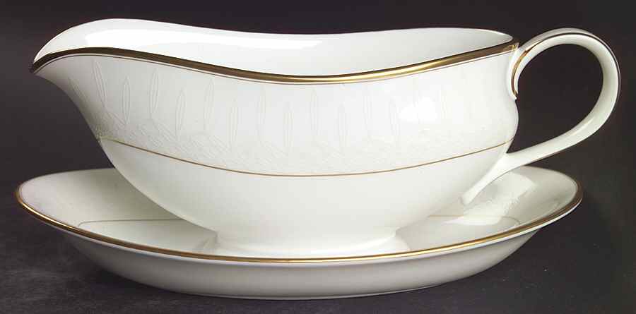 Lismore Gold Gravy Boat & Underplate by Waterford China-1